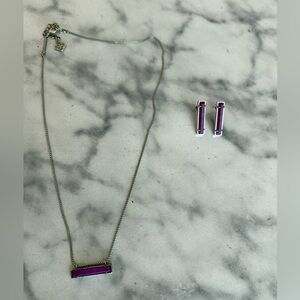 Kendra Scott Purple Bar Necklace and Earring Set